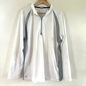 Alo Yoga Cool Fit 1/4 Zip Long Sleeve Shirt‎ Men’s Size XXL White Gray